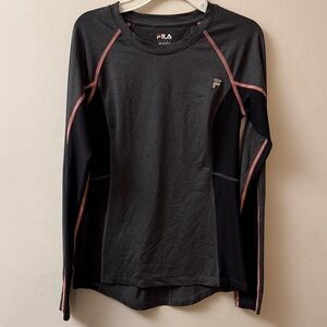 Fila Charcoal and Pink Long Sleeve Top